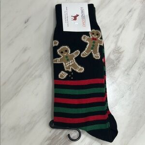 NWT Lorenzo Uomo Casual Black and Green Socks with Festive Design